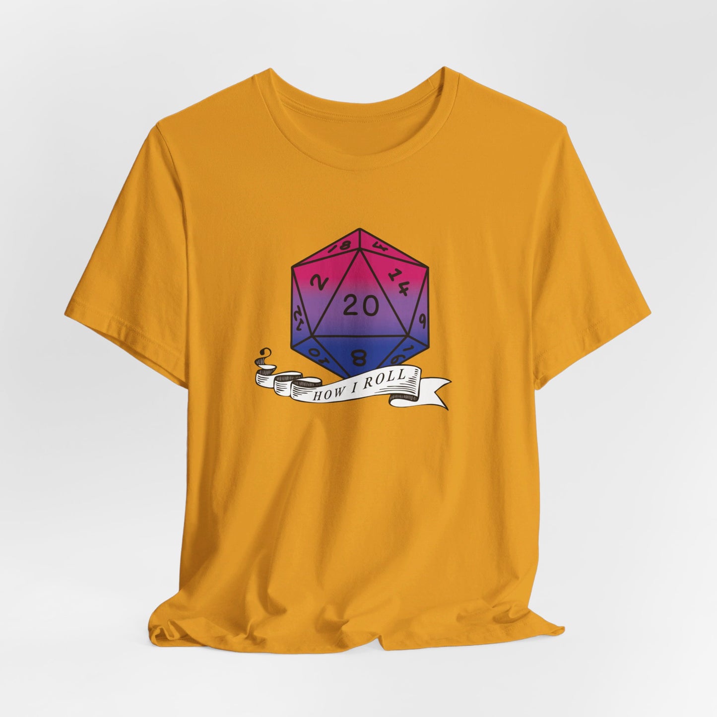 This Is How I Roll | Pride Flag D20 T-Shirt | Unisex T-Shirt | Nerdy Bisexual Pride