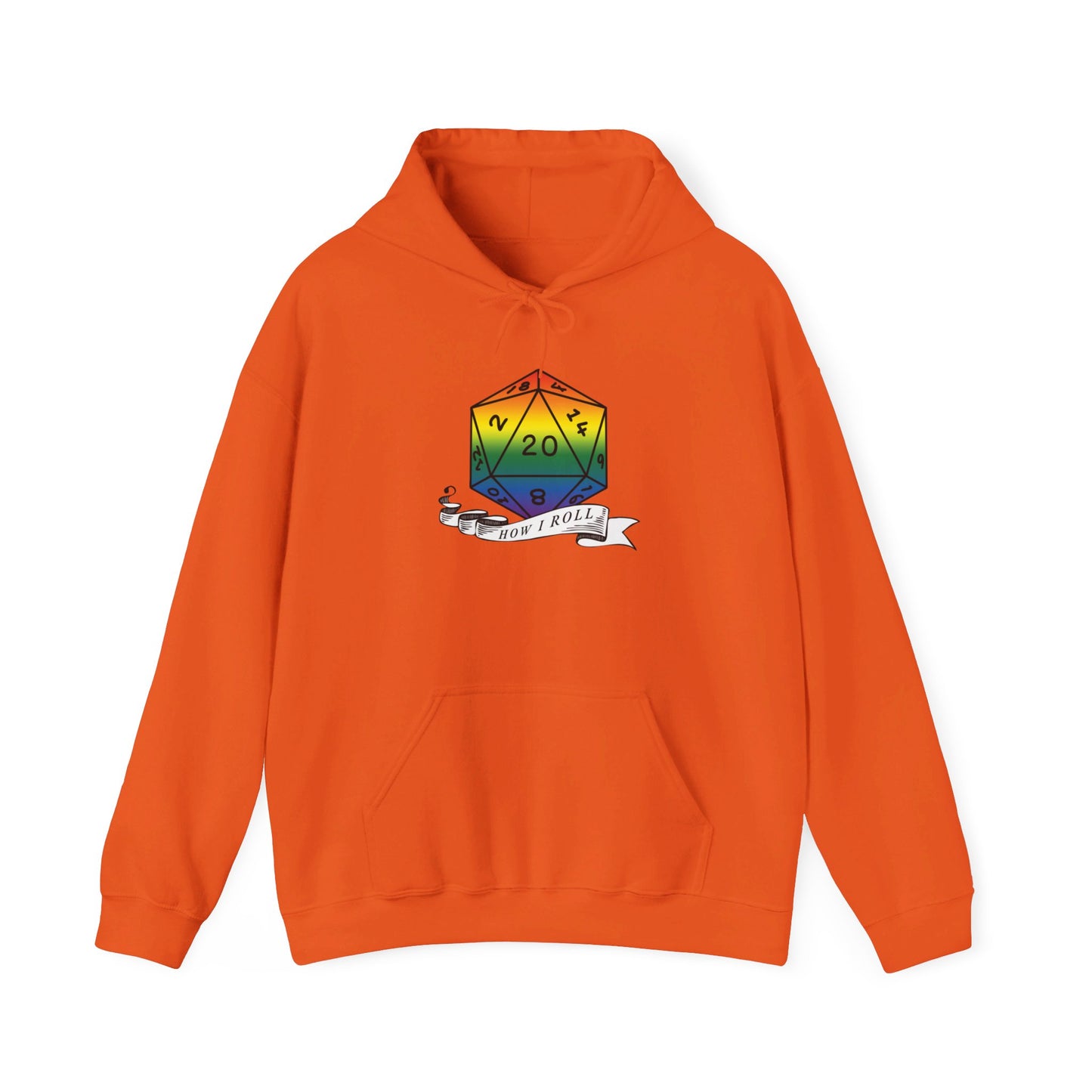 Nerdy Rainbow Flag Pride | How I Roll | Pride Flag D20 Hoodie | Unisex Heavy Blend™ Hooded Sweatshirt