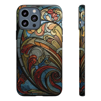 Faux Stained Glass iPhone Case, Art Nouveau Tough Case, Vintage Art Lover Gift, Durable Protector, Artistic Phone Cover, Art Deco Phone Case
