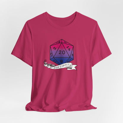 This Is How I Roll | Pride Flag D20 T-Shirt | Unisex T-Shirt | Nerdy Bisexual Pride