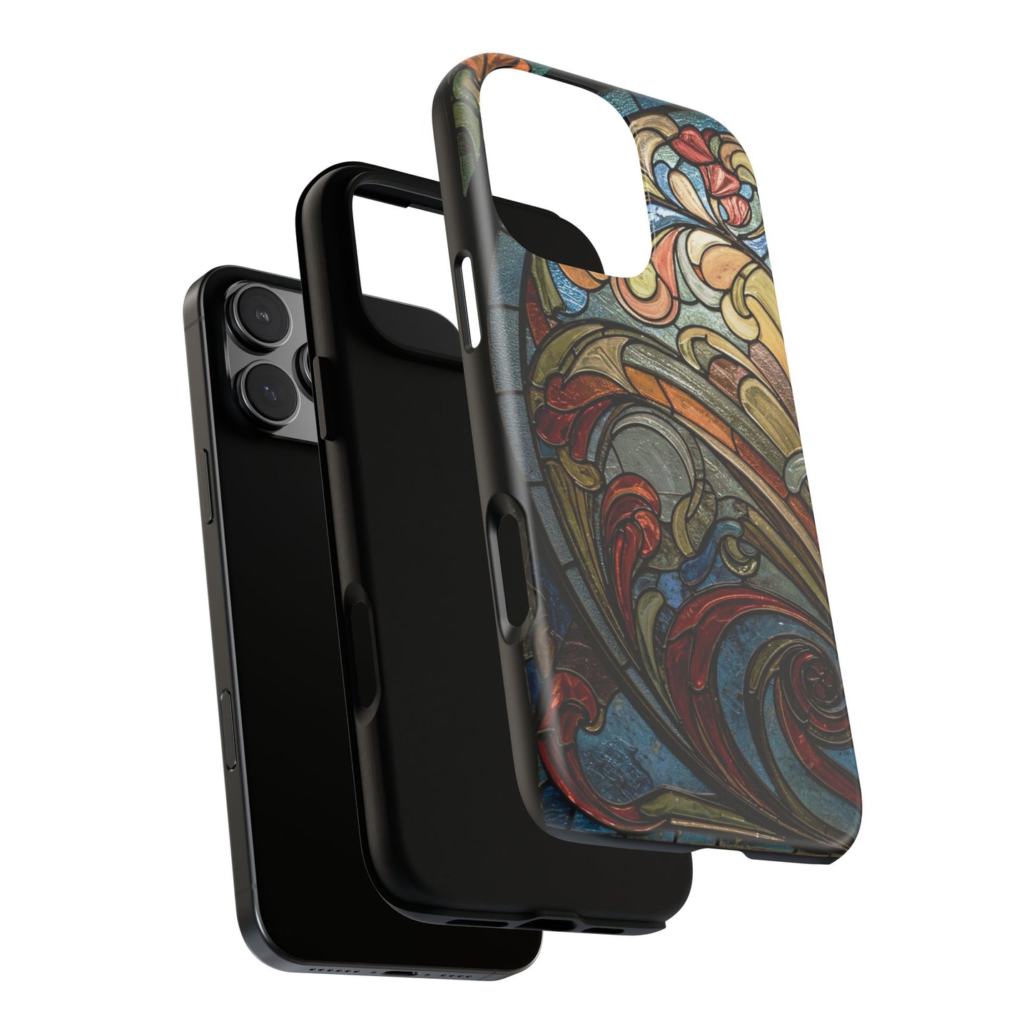 Faux Stained Glass iPhone Case, Art Nouveau Tough Case, Vintage Art Lover Gift, Durable Protector, Artistic Phone Cover, Art Deco Phone Case