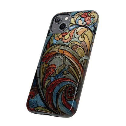 Faux Stained Glass iPhone Case, Art Nouveau Tough Case, Vintage Art Lover Gift, Durable Protector, Artistic Phone Cover, Art Deco Phone Case