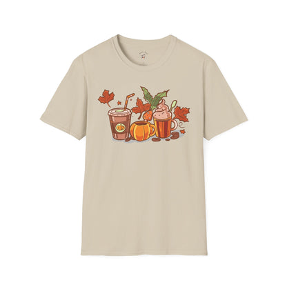 Fall Coffee Shirt, Cute Fall T-Shirt, Coffee Lover tee, Halloween Pumpkin Latte, Pumpkin Spice Shirt,  Unisex Softstyle T-Shirt