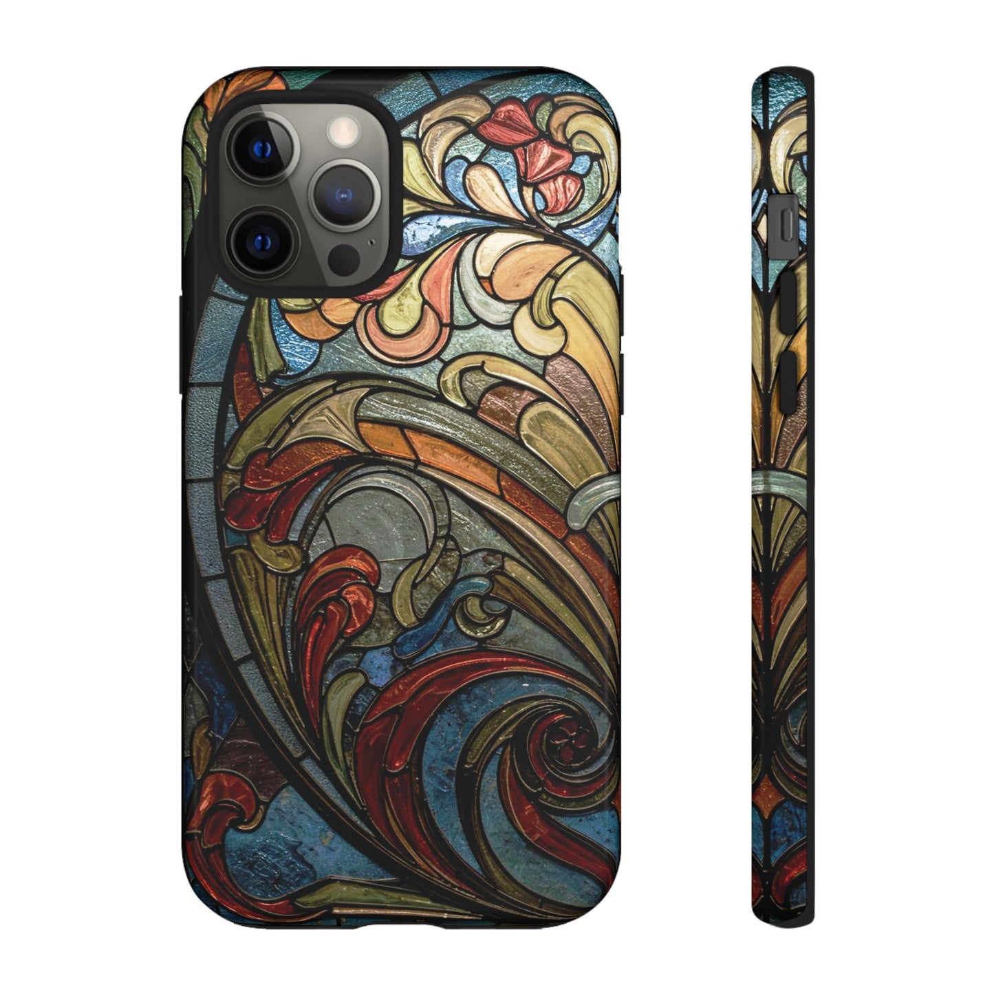 Faux Stained Glass iPhone Case, Art Nouveau Tough Case, Vintage Art Lover Gift, Durable Protector, Artistic Phone Cover, Art Deco Phone Case