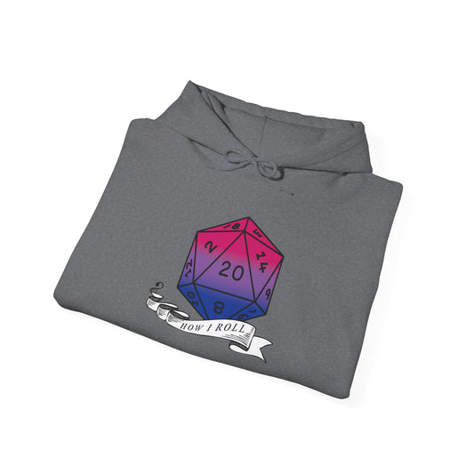 Nerdy Bisexual Pride | How I Roll | Pride Flag D20 Hoodie | Unisex Heavy Blend™ Hooded Sweatshirt