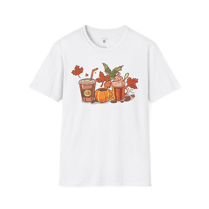 Fall Coffee Shirt, Cute Fall T-Shirt, Coffee Lover tee, Halloween Pumpkin Latte, Pumpkin Spice Shirt,  Unisex Softstyle T-Shirt