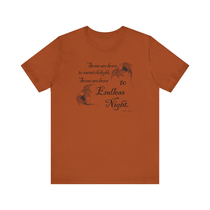 Gothic Bat T-Shirt, Dark Academia Literary Tee for Poetry Lovers, Halloween Gift, Unisex Jersey Short Sleeve Tee