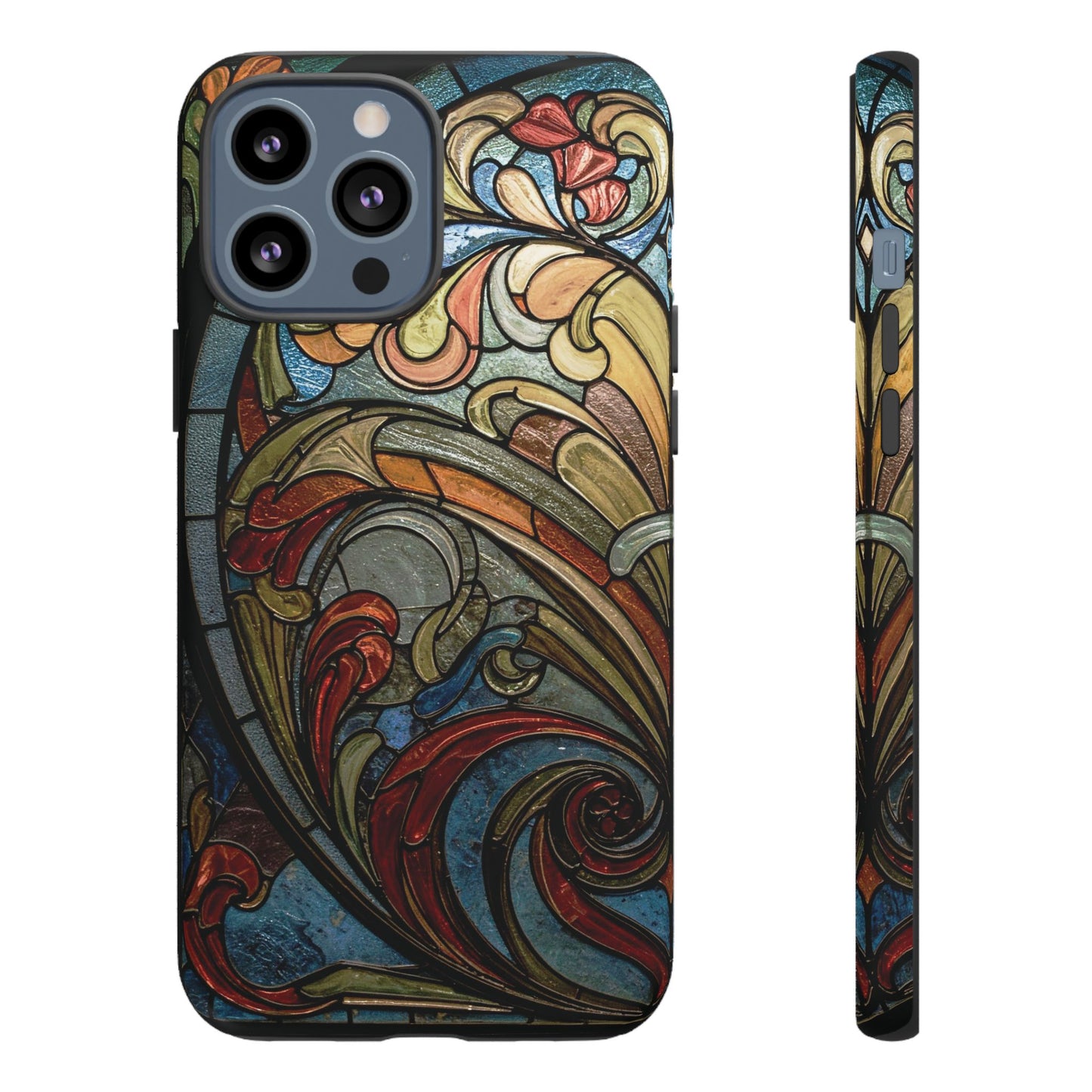 Faux Stained Glass iPhone Case, Art Nouveau Tough Case, Vintage Art Lover Gift, Durable Protector, Artistic Phone Cover, Art Deco Phone Case
