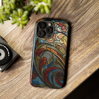 Faux Stained Glass iPhone Case, Art Nouveau Tough Case, Vintage Art Lover Gift, Durable Protector, Artistic Phone Cover, Art Deco Phone Case