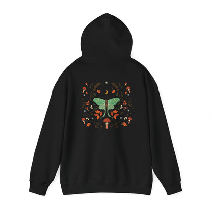 Luna Moth Vintage Boho Hoodie Woodland Vibes Green Moth Sweater Forest Botanical Floral Top Hooded Sweatshirt