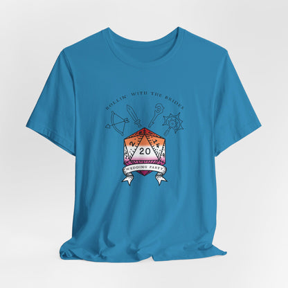 Lesbian Flag Dungeons & Dragons Wedding Party T-Shirts |TTRPG | Unisex T-Shirt | Nerdy Non-Binary