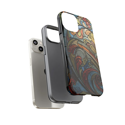 Faux Stained Glass iPhone Case, Art Nouveau Tough Case, Vintage Art Lover Gift, Durable Protector, Artistic Phone Cover, Art Deco Phone Case