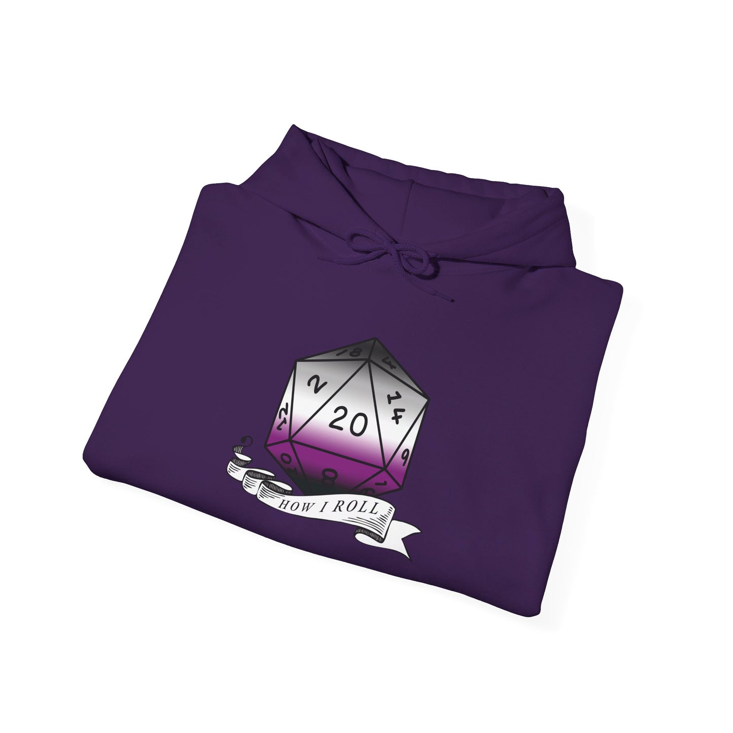 Nerdy Asexual Flag Pride | How I Roll | Pride Flag D20 Hoodie | Unisex Heavy Blend™ Hooded Sweatshirt