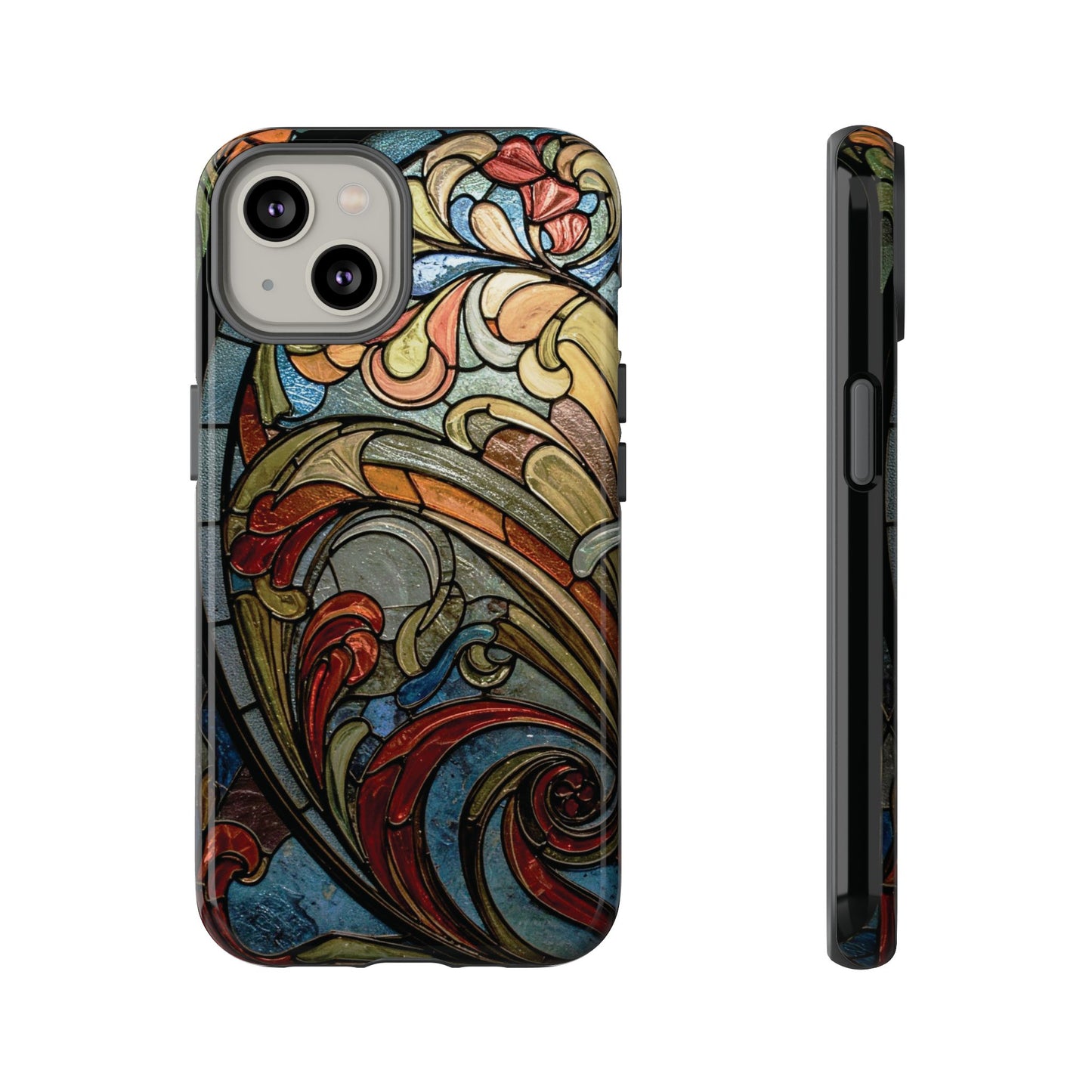 Faux Stained Glass iPhone Case, Art Nouveau Tough Case, Vintage Art Lover Gift, Durable Protector, Artistic Phone Cover, Art Deco Phone Case