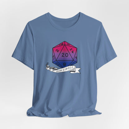 This Is How I Roll | Pride Flag D20 T-Shirt | Unisex T-Shirt | Nerdy Bisexual Pride