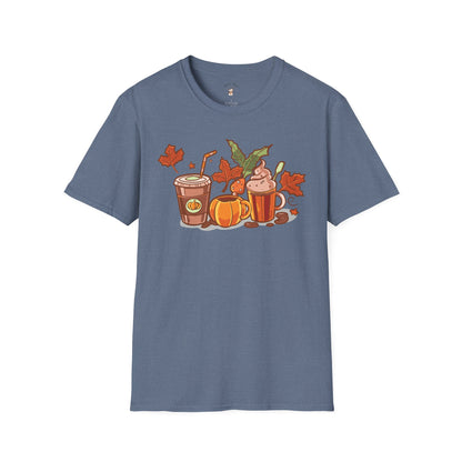 Fall Coffee Shirt, Cute Fall T-Shirt, Coffee Lover tee, Halloween Pumpkin Latte, Pumpkin Spice Shirt,  Unisex Softstyle T-Shirt