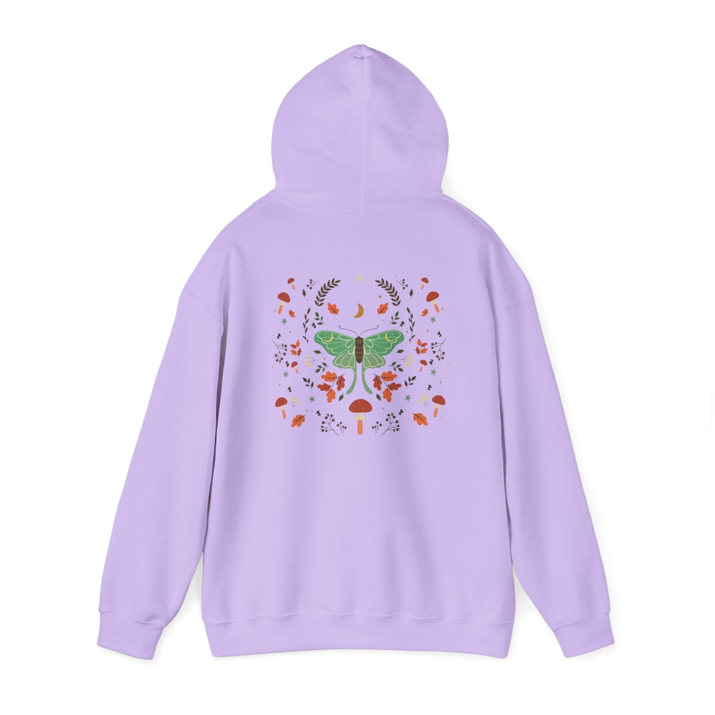 Luna Moth Vintage Boho Hoodie Woodland Vibes Green Moth Sweater Forest Botanical Floral Top Hooded Sweatshirt