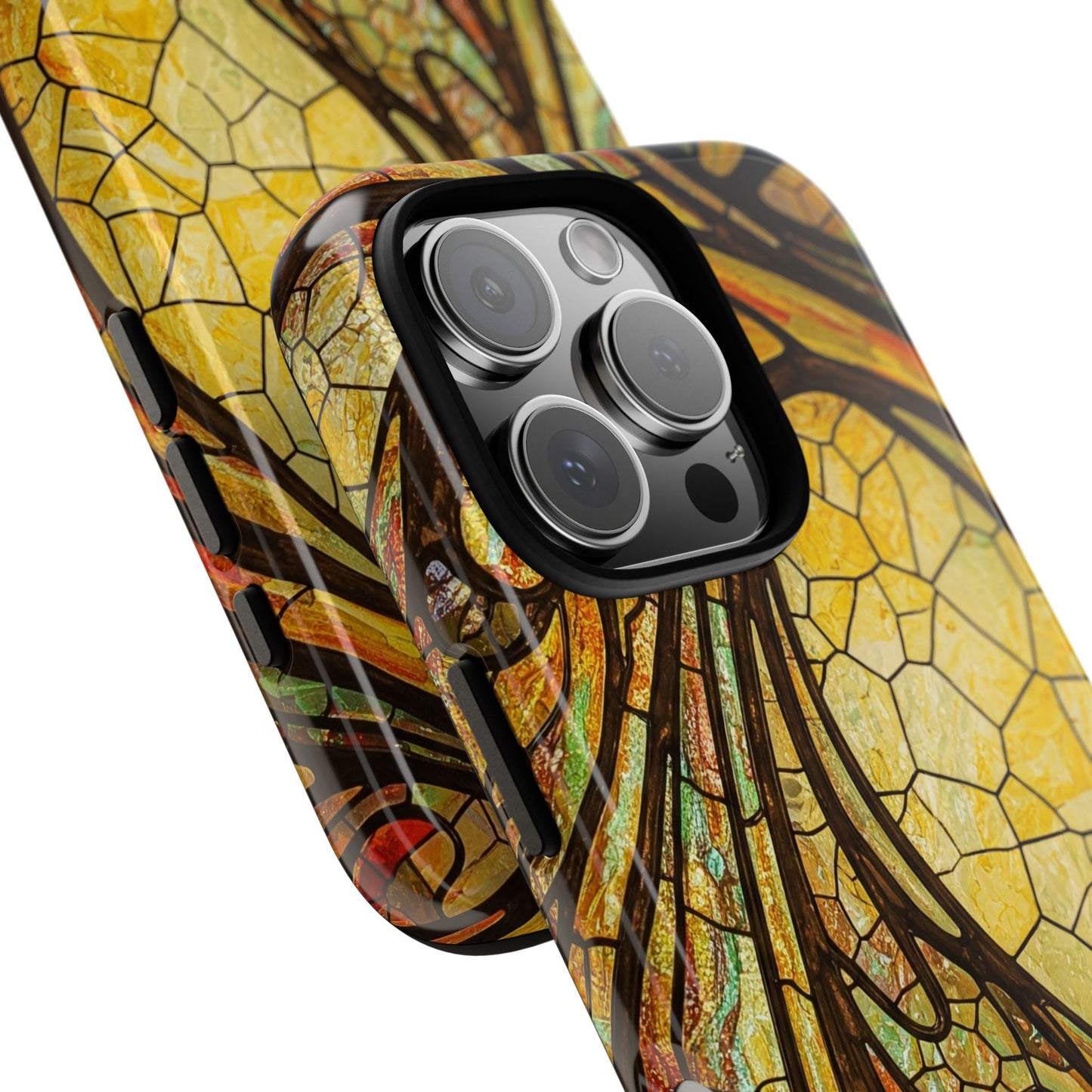 Faux Stained Glass Art Nouveau Style iPhone Case, Tough Cases, Vintage Design, Durable Phone Protector, Earth tones