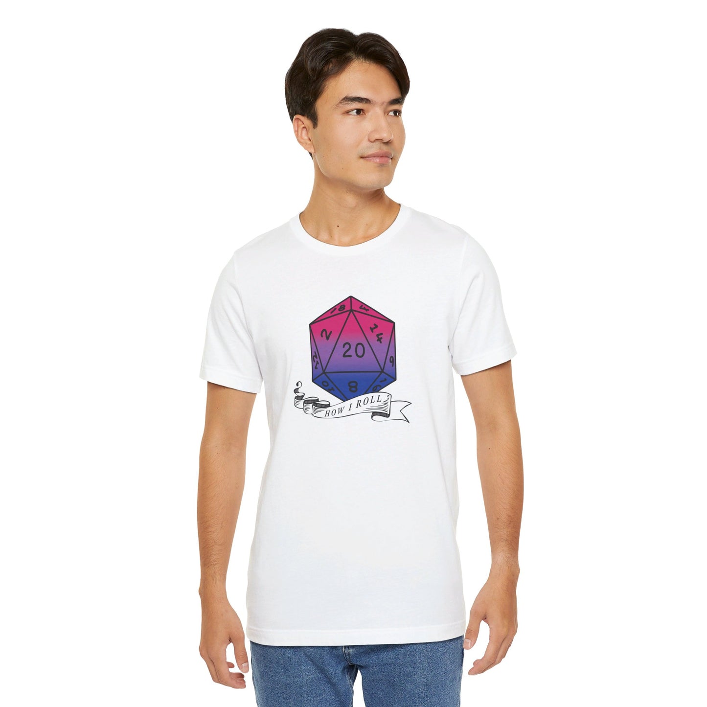 This Is How I Roll | Pride Flag D20 T-Shirt | Unisex T-Shirt | Nerdy Bisexual Pride