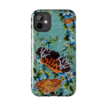 Vintage Blooms and Butterflies Phone Case Embroidered Look Floral Cottagecore Phone Cover, iPhone, Pixel, Samsung