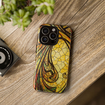 Faux Stained Glass Art Nouveau Style iPhone Case, Tough Cases, Vintage Design, Durable Phone Protector, Earth tones