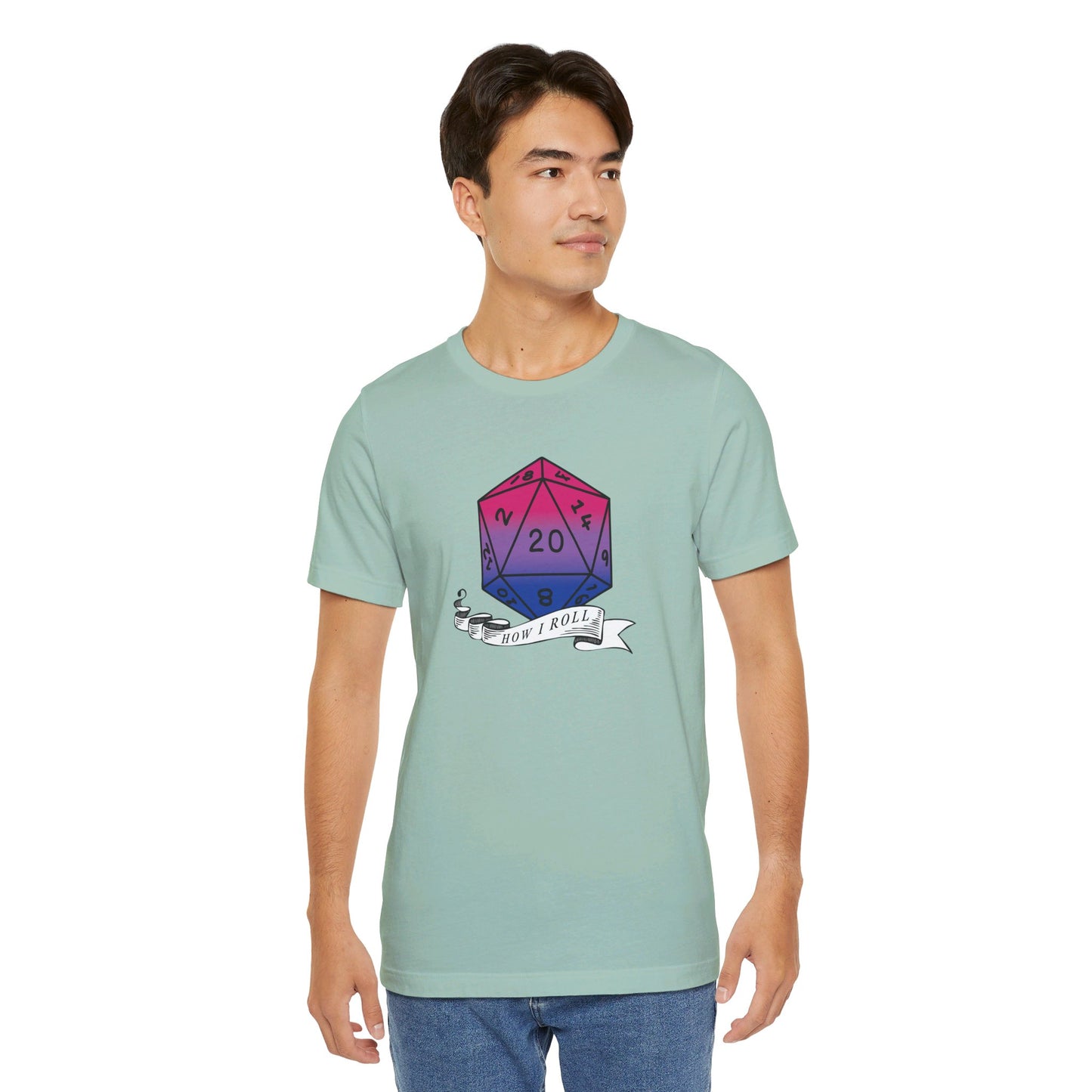 This Is How I Roll | Pride Flag D20 T-Shirt | Unisex T-Shirt | Nerdy Bisexual Pride