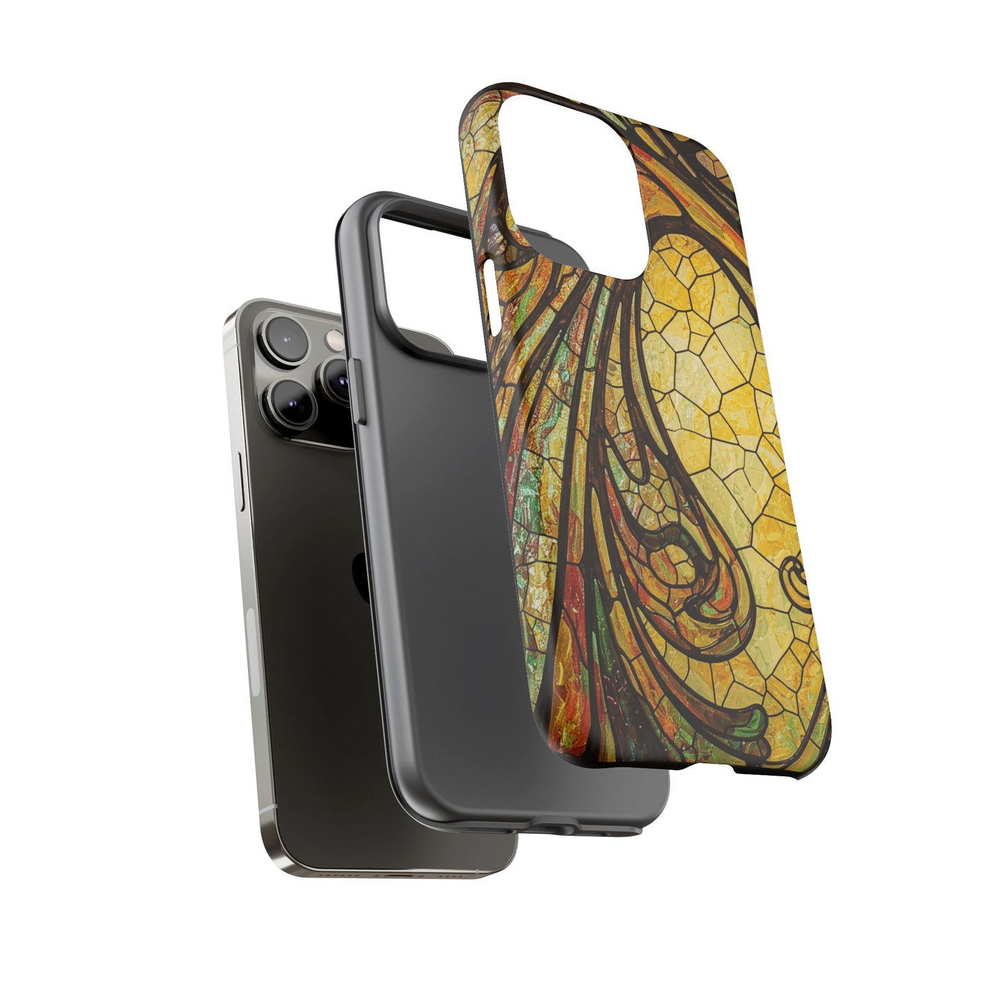 Faux Stained Glass Art Nouveau Style iPhone Case, Tough Cases, Vintage Design, Durable Phone Protector, Earth tones