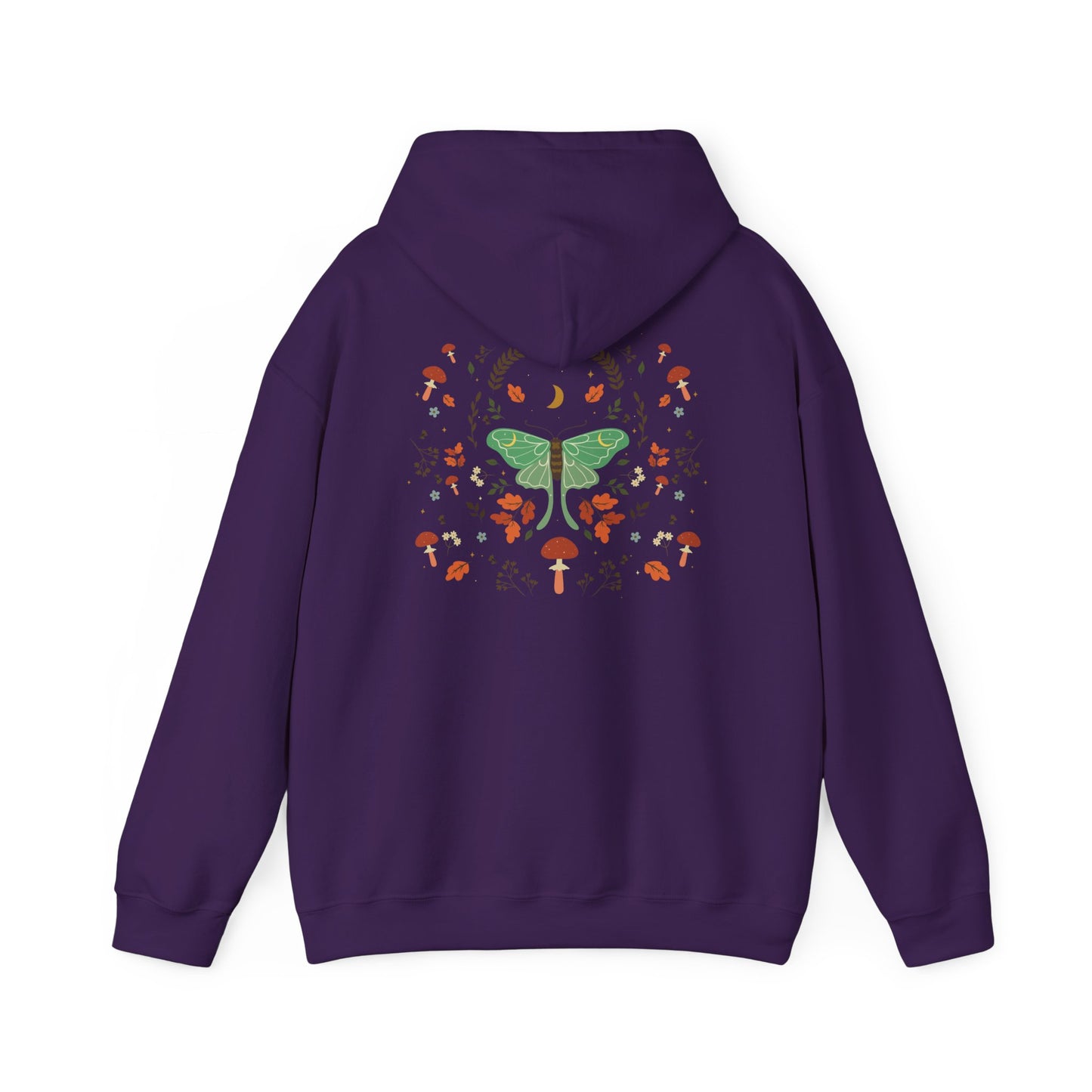 Luna Moth Vintage Boho Hoodie Woodland Vibes Green Moth Sweater Forest Botanical Floral Top Hooded Sweatshirt