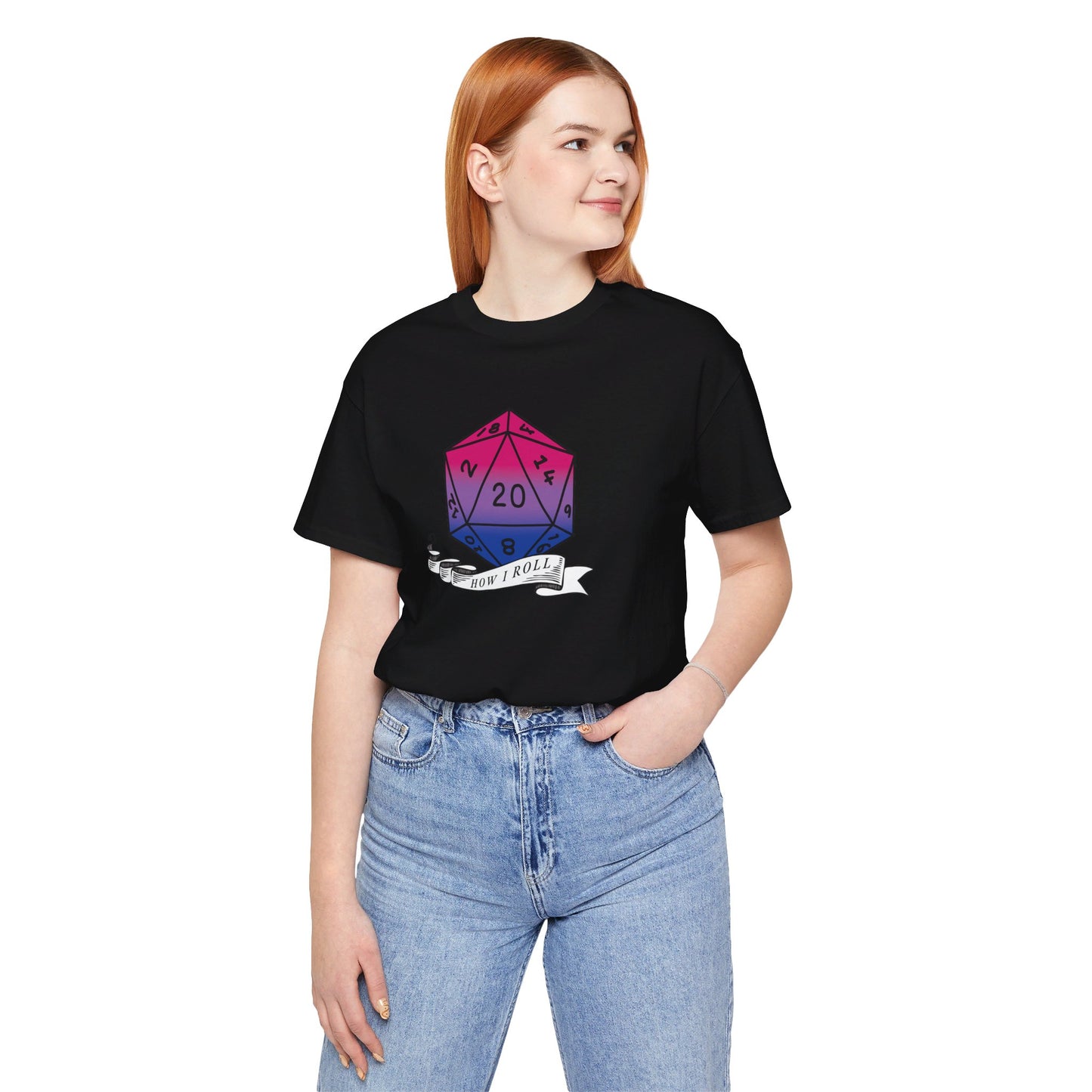 This Is How I Roll | Pride Flag D20 T-Shirt | Unisex T-Shirt | Nerdy Bisexual Pride