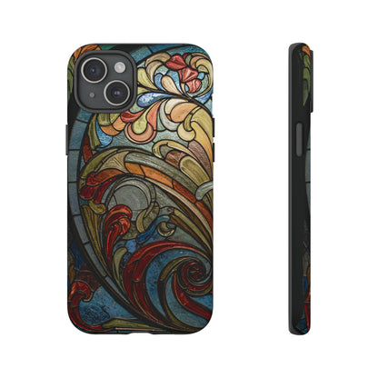 Faux Stained Glass iPhone Case, Art Nouveau Tough Case, Vintage Art Lover Gift, Durable Protector, Artistic Phone Cover, Art Deco Phone Case