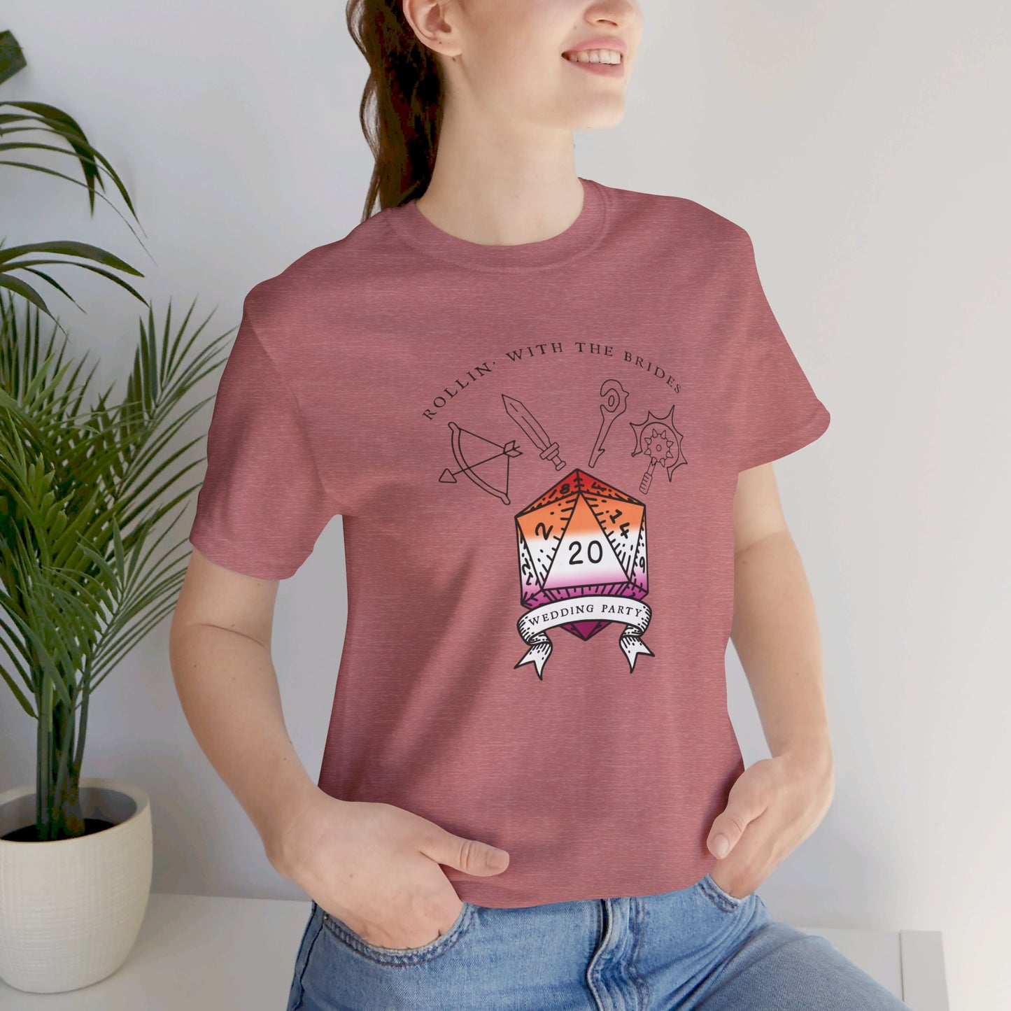 Lesbian Flag Dungeons & Dragons Wedding Party T-Shirts |TTRPG | Unisex T-Shirt | Nerdy Non-Binary