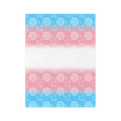 D20 Trans Pride Flag Cozy Lightweight Velveteen Microfiber Blanket, Reading Blanket, DnD Gaming Blanket, Dorm Room Throw