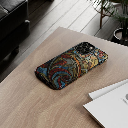 Faux Stained Glass iPhone Case, Art Nouveau Tough Case, Vintage Art Lover Gift, Durable Protector, Artistic Phone Cover, Art Deco Phone Case