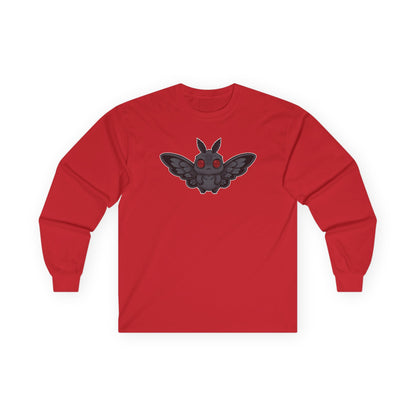 Chibi Mothman Long Sleeve Tee - Perfect for Fall, Halloween, Casual Wear. Fall Clothing, Halloween Shirt, Mothman Lover Gift, Cute Cryptid