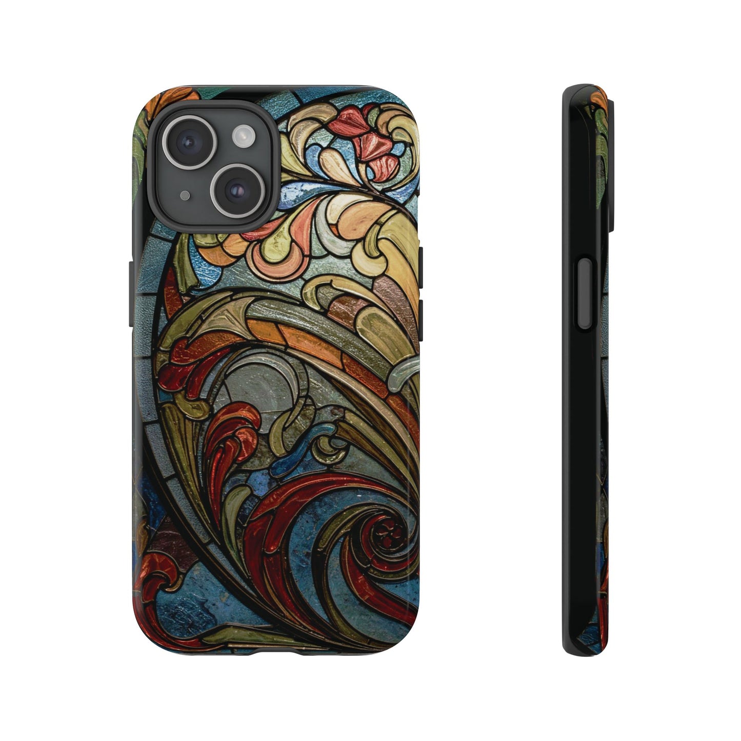 Faux Stained Glass iPhone Case, Art Nouveau Tough Case, Vintage Art Lover Gift, Durable Protector, Artistic Phone Cover, Art Deco Phone Case