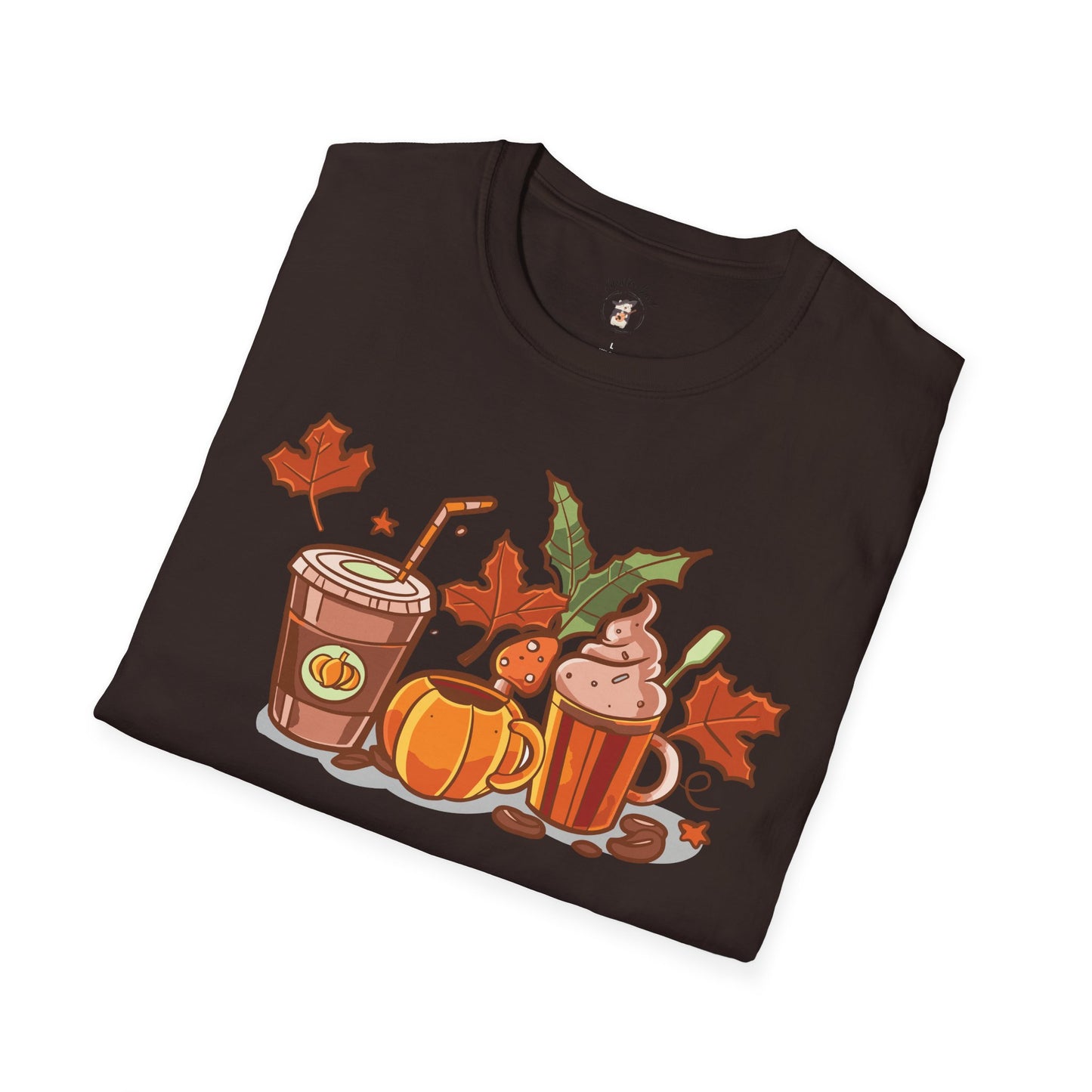 Fall Coffee Shirt, Cute Fall T-Shirt, Coffee Lover tee, Halloween Pumpkin Latte, Pumpkin Spice Shirt,  Unisex Softstyle T-Shirt