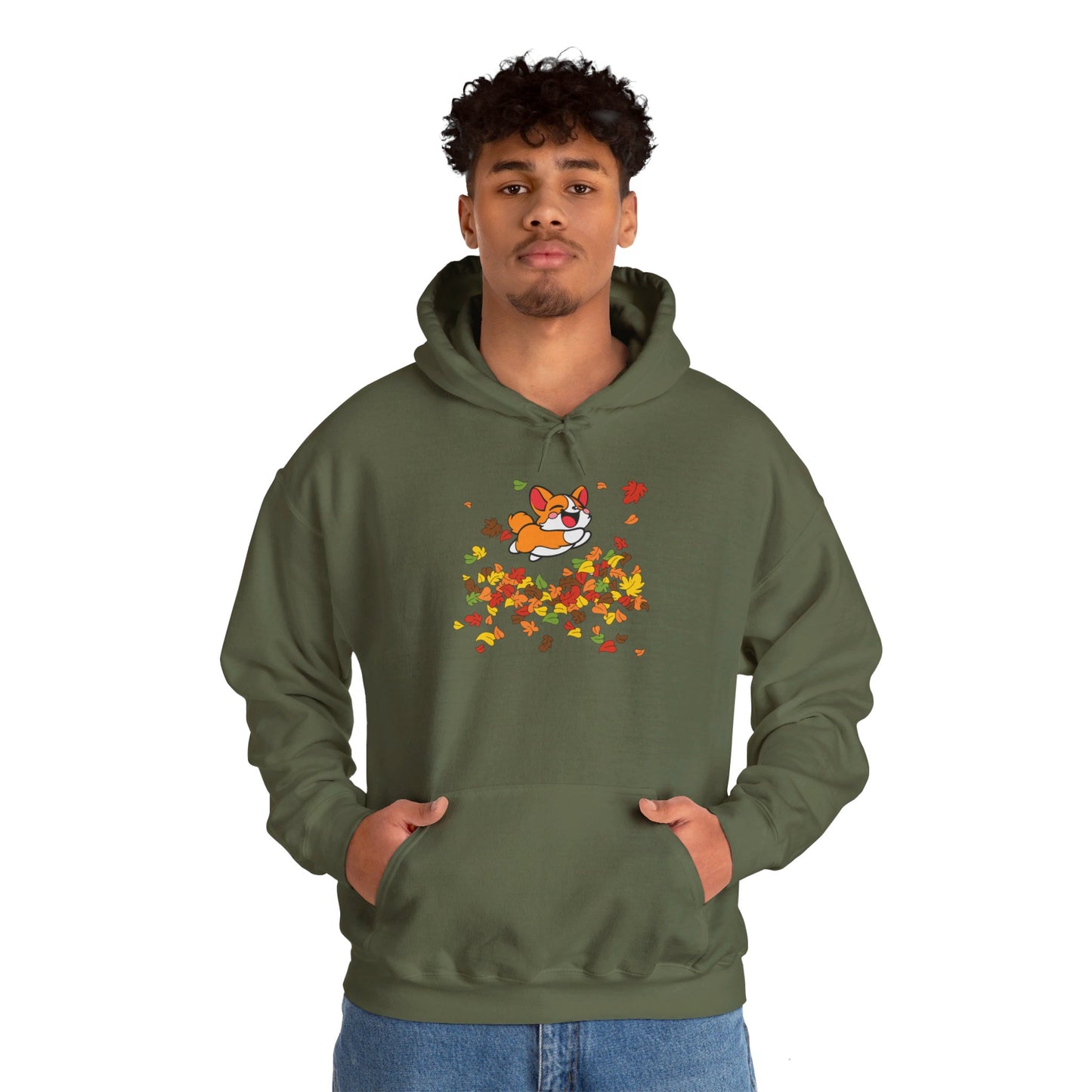 Cute Corgi Fall Autumn Leaves Hoodie