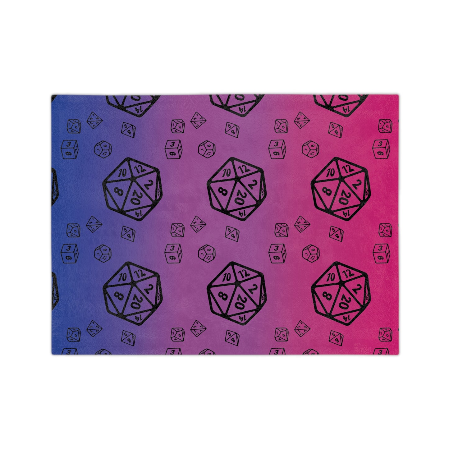 D20 Bisexual Pride Flag Velveteen Lightweight Microfiber Blanket TTRPG Gamer Gift, Dorm Room Throw, Reading Blanket