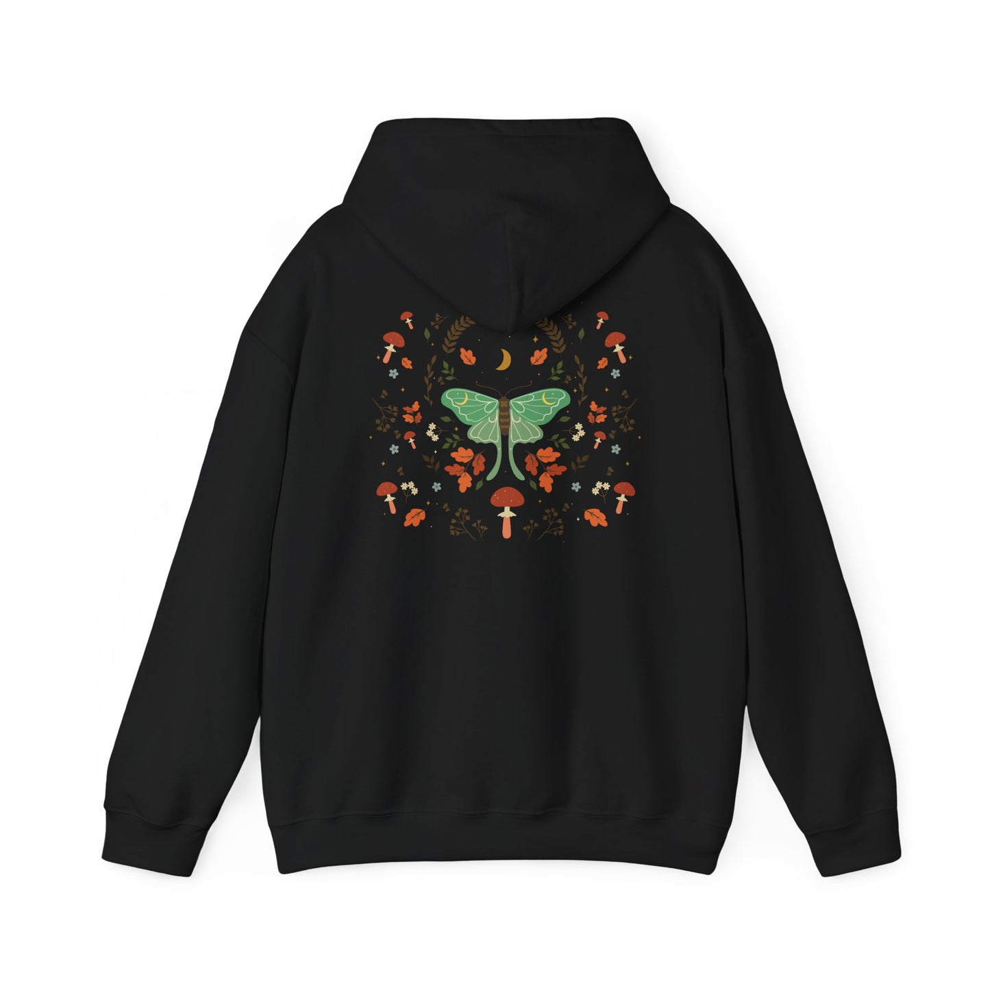 Luna Moth Vintage Boho Hoodie Woodland Vibes Green Moth Sweater Forest Botanical Floral Top Hooded Sweatshirt