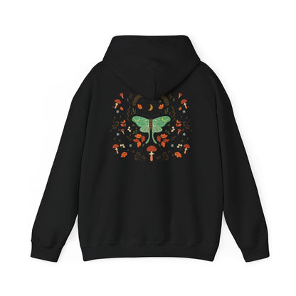 Luna Moth Vintage Boho Hoodie Woodland Vibes Green Moth Sweater Forest Botanical Floral Top Hooded Sweatshirt