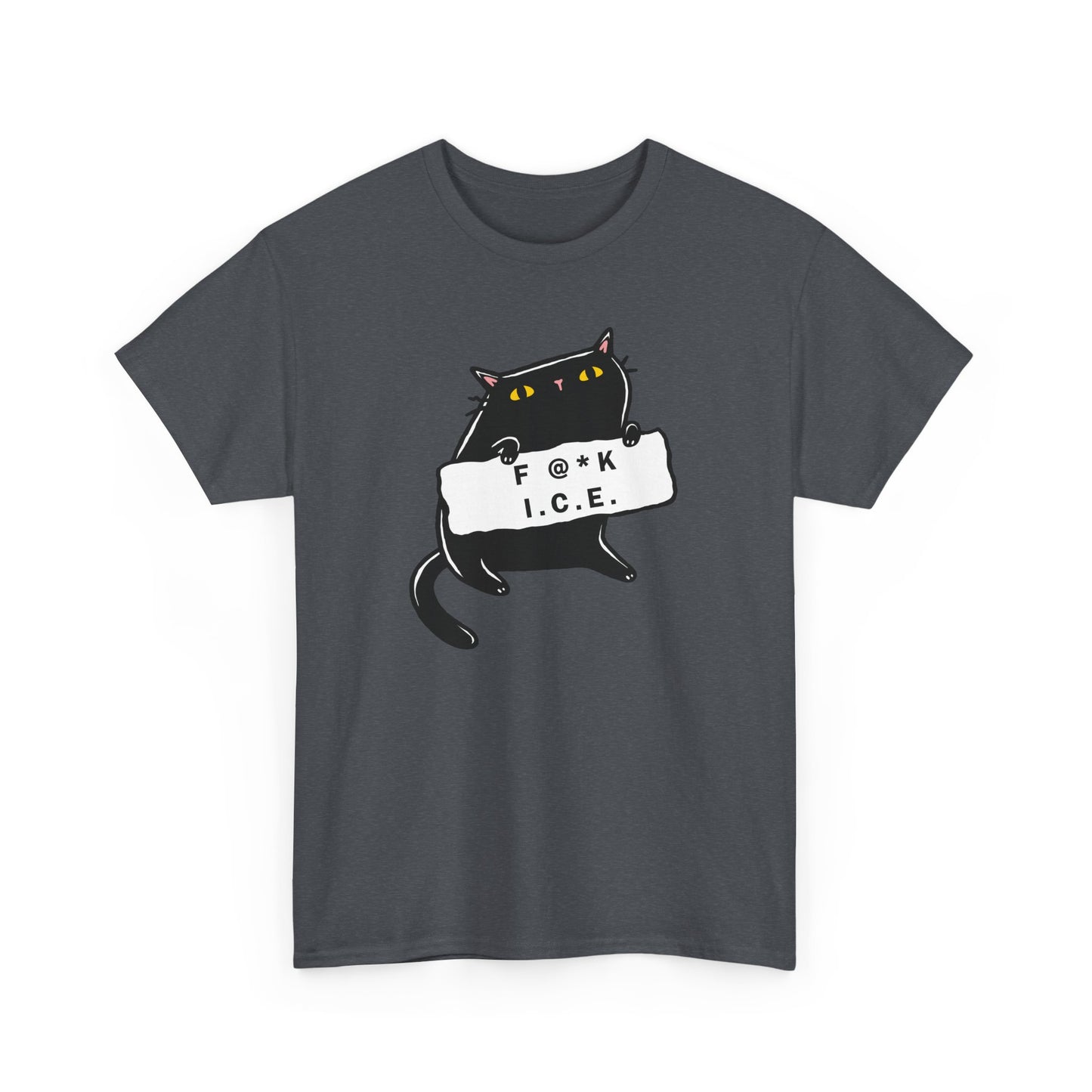 Black Cat Protest Unisex Tee - F**k Ice, Activist Cotton T-Shirt, Cat Lover Gift, Anti-Trump Shirt, Protester Gift, Political Tee