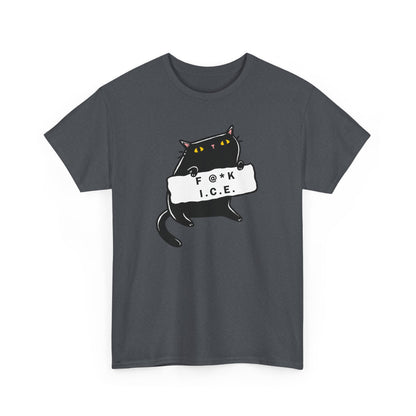 Black Cat Protest Unisex Tee - F**k Ice, Activist Cotton T-Shirt, Cat Lover Gift, Anti-Trump Shirt, Protester Gift, Political Tee