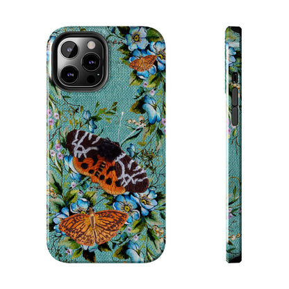 Vintage Blooms and Butterflies Phone Case Embroidered Look Floral Cottagecore Phone Cover, iPhone, Pixel, Samsung