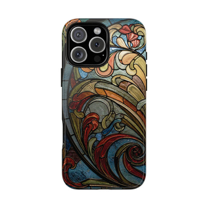 Faux Stained Glass iPhone Case, Art Nouveau Tough Case, Vintage Art Lover Gift, Durable Protector, Artistic Phone Cover, Art Deco Phone Case