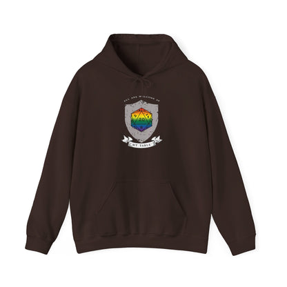 All Are Welcome At My Table | Ally | Game Master| Dungeon Master | Nerdy Pride Flag D20 T-Shirt | Unisex Heavy Blend™ Hooded Sweatshirt