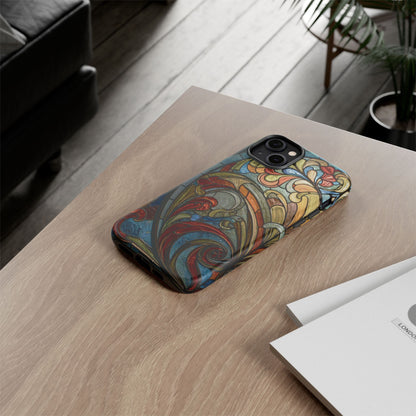 Faux Stained Glass iPhone Case, Art Nouveau Tough Case, Vintage Art Lover Gift, Durable Protector, Artistic Phone Cover, Art Deco Phone Case