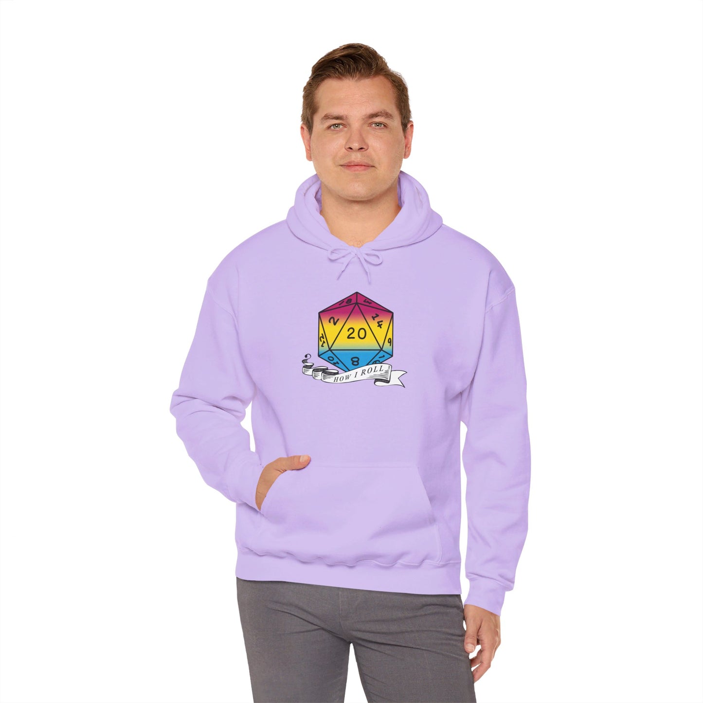 Nerdy Pansexual Flag Pride | How I Roll | Pride Flag D20 Hoodie | Unisex Heavy Blend™ Hooded Sweatshirt