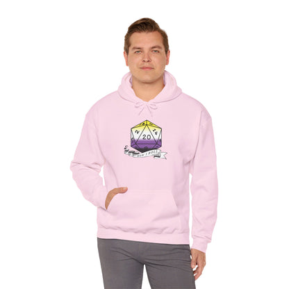 Nerdy Non-Binary Flag Pride | How I Roll | Pride Flag D20 Hoodie | Unisex Heavy Blend™ Hooded Sweatshirt