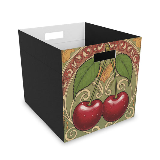 Felt Storage Box, Cherry Art Nouveau Design Home Organizer, Classy Stylish Decorative Solution, Apartment College Dorm Dormitory, Functional