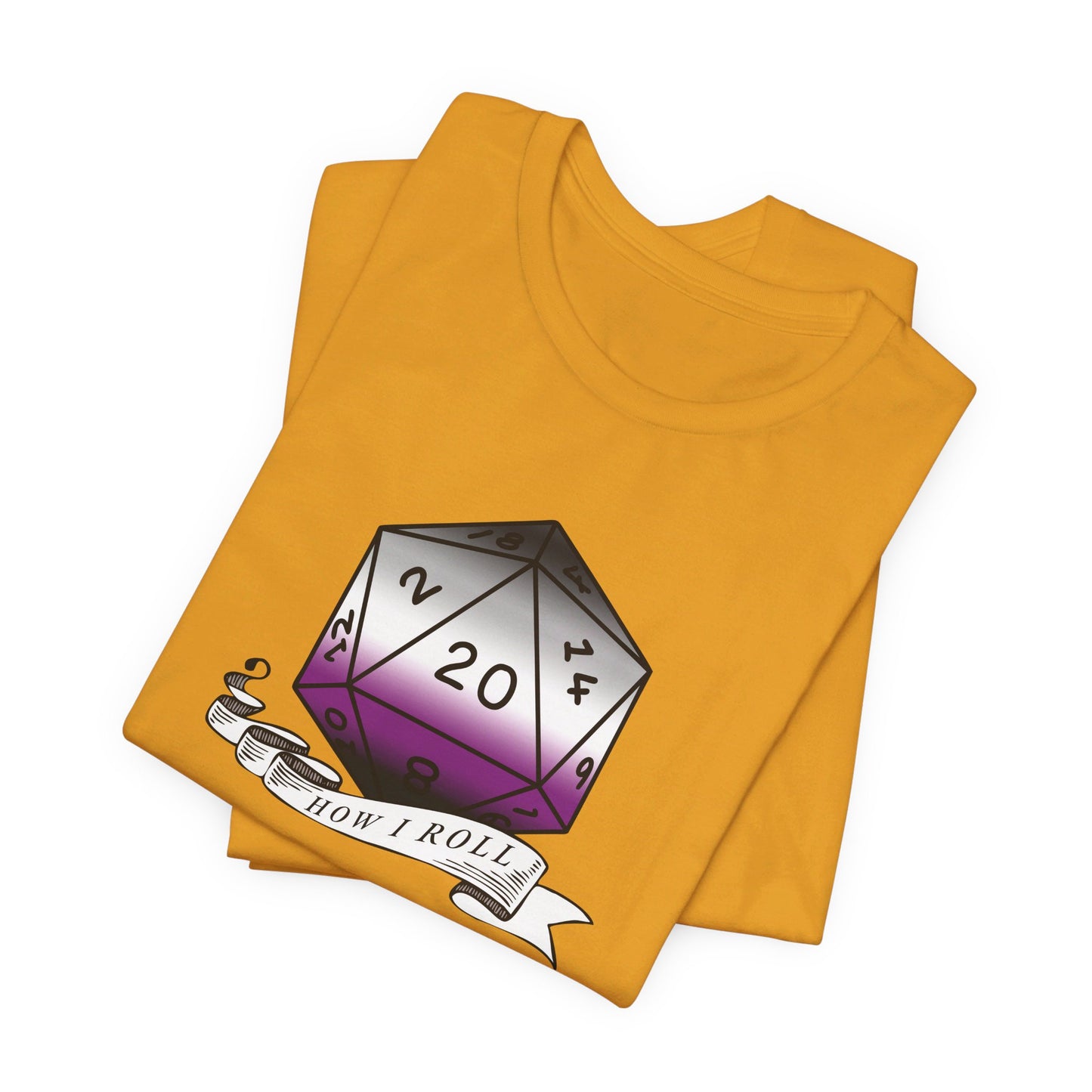 This Is How I Roll | Pride Flag D20 T-Shirt | Unisex T-Shirt | Nerdy Asexual Pride